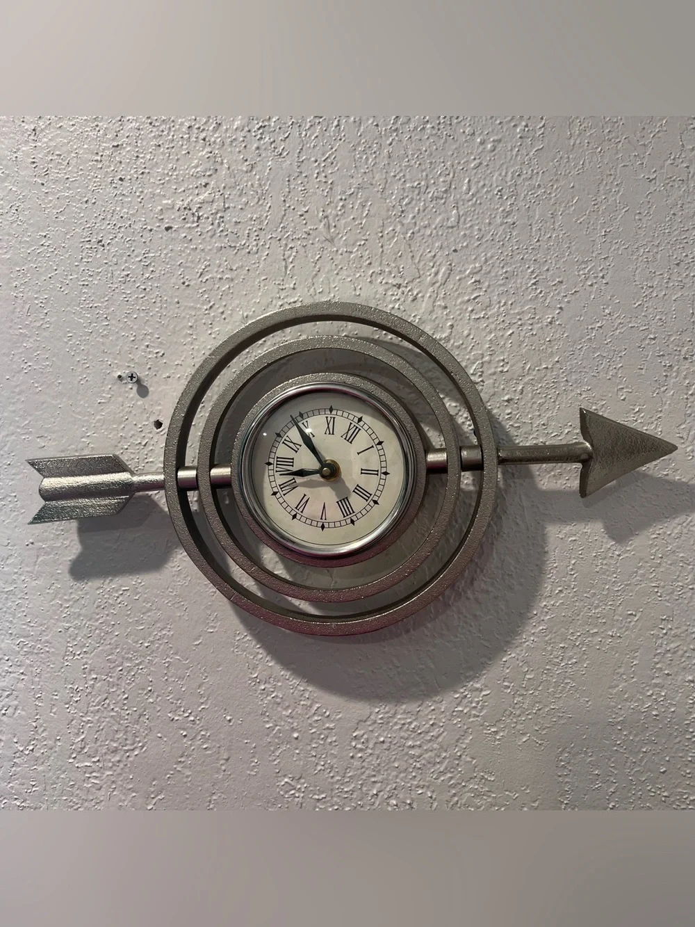 Arrow Wall Clock Roman Numeral Metal Statement Decor